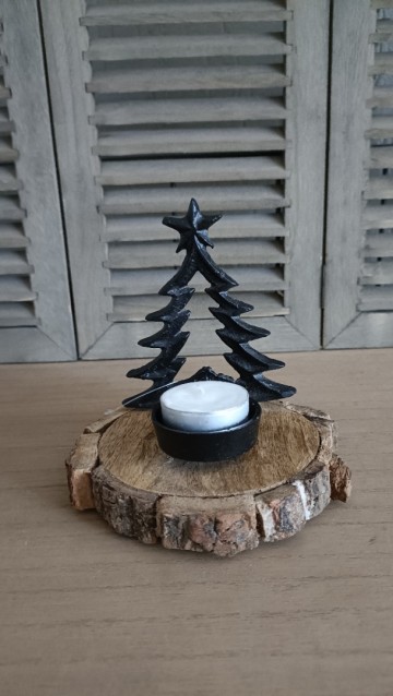 Aluminium tealight black met waxine 2