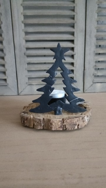 Aluminium tealight black met waxine achterkant