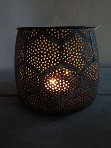 Maroc windlicht 18x15 met waxinelicht aan