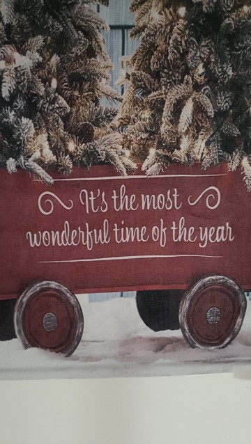 Wanddoek twee kerstbomen tekst