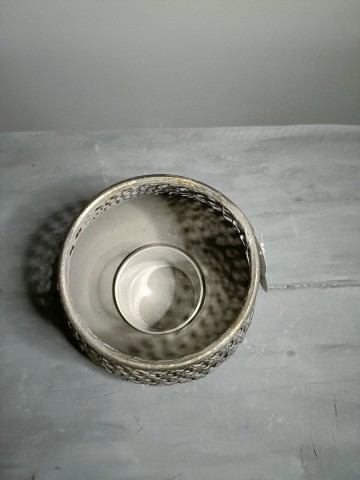 Zago windlicht 18×15 cm schuin van boven gefotografeerd, met zicht op het patroon en de ronde vorm